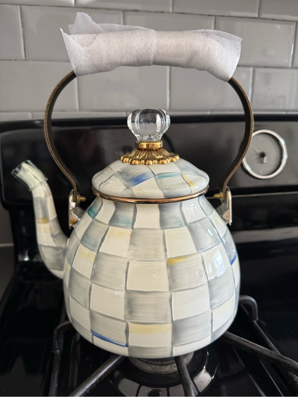 MacKenzie-Childs Sterling Check Tea Kettle